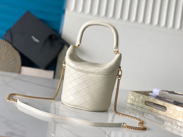 YSL original lambskin gaby mini bucket bag 763961 white