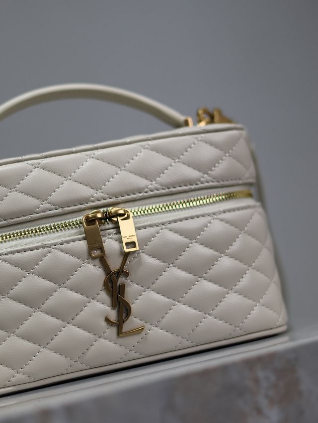 YSL original lambskin gaby vanity bag 766731 white