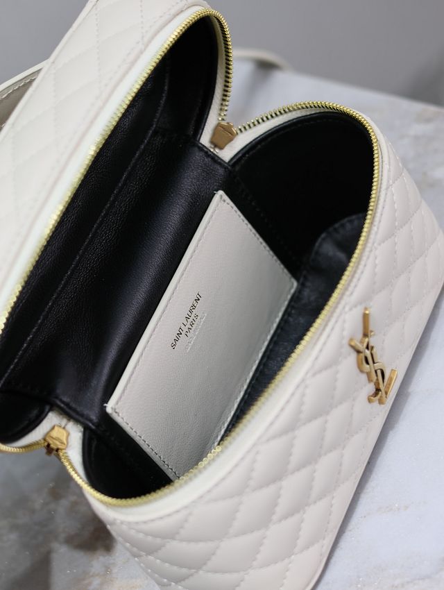 YSL original lambskin gaby vanity bag 766731 white