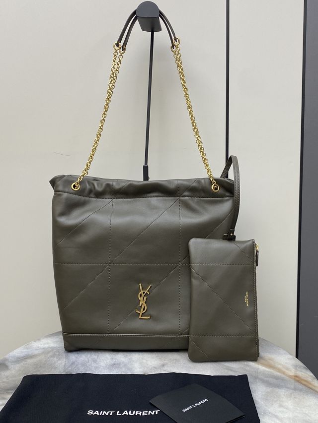 YSL original lambskin jamie 4.3 pochon bag 781666 dark green