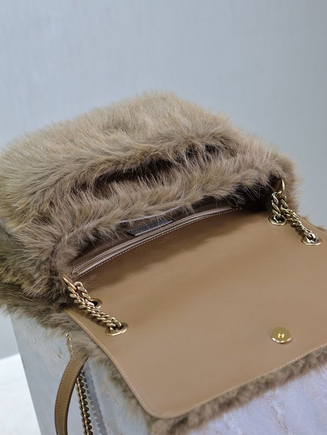 YSL original rabbit hair large niki bag 498830 brown