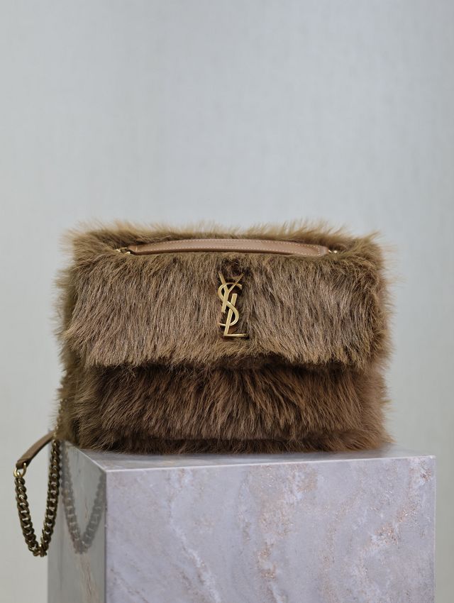 YSL original rabbit hair medium niki bag 633158 brown