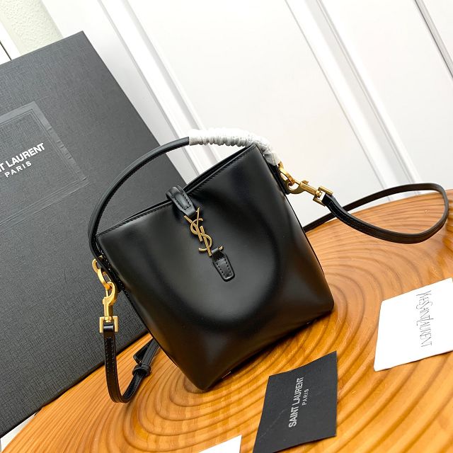 YSL original calfskin  mini le 37 bucket bag 765870 black