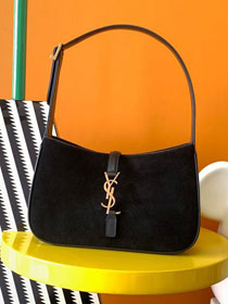 YSL original suede calfskin le 5A7 hobo bag 657228 black