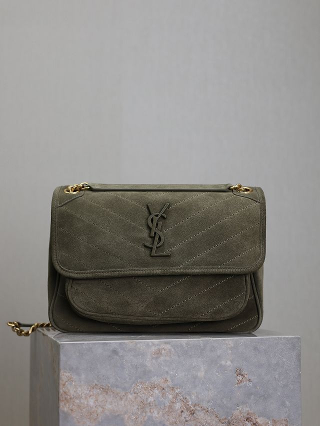 YSL original suede medium niki bag 633158 dark green