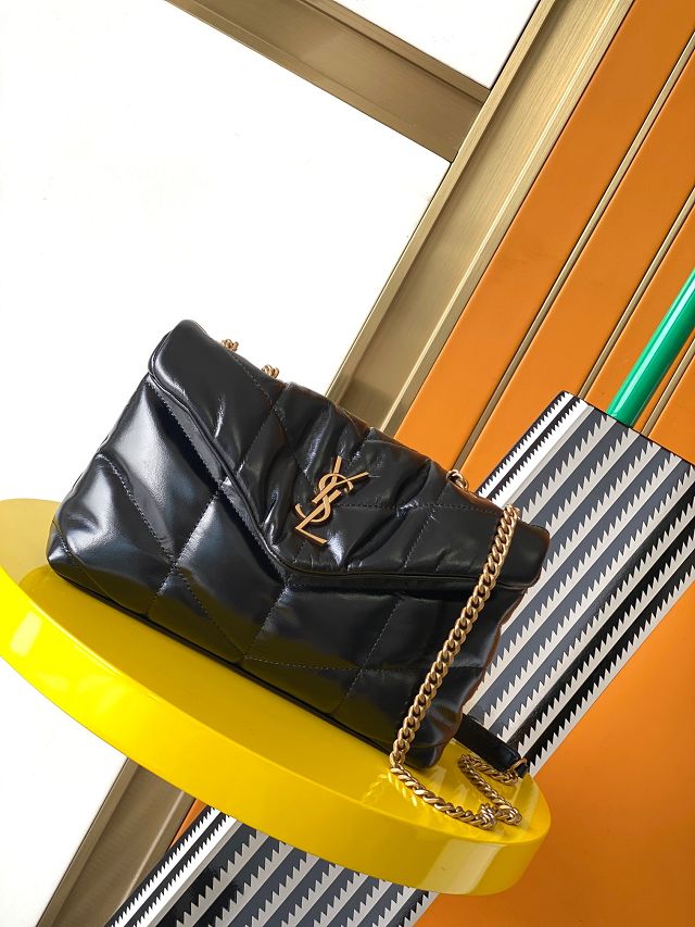 YSL original aged calfskin puffer mini bag 759337 black