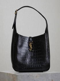 YSL original crocodile calfskin le 5A7 small tote bag 713938 black