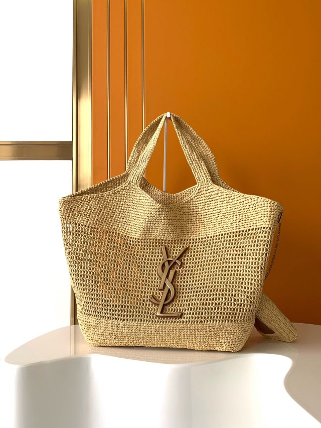 YSL original raffia icare maxi shopping bag 772191 beige