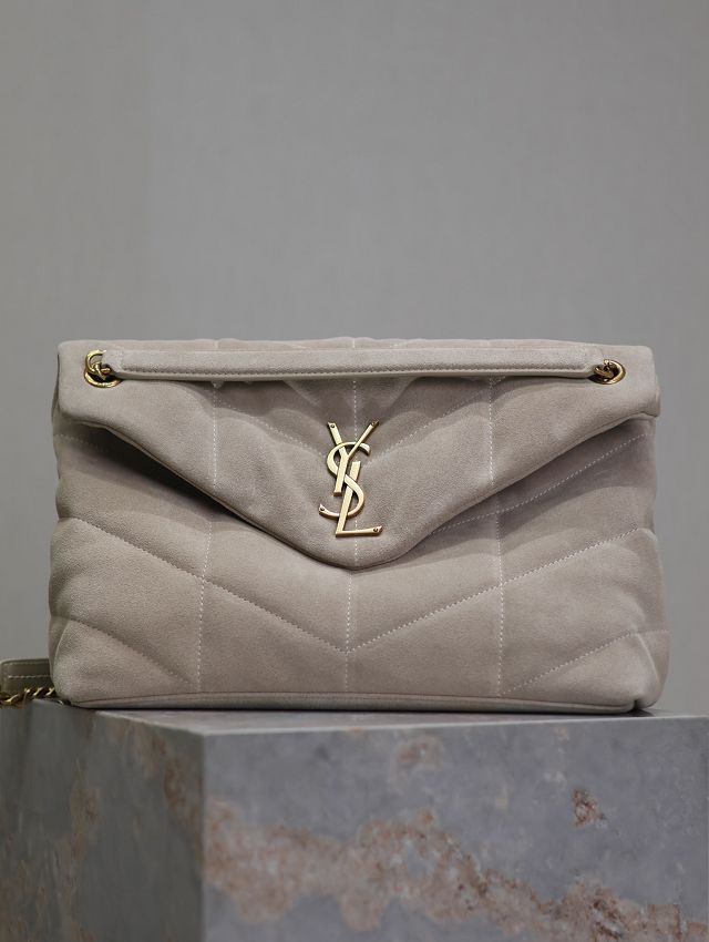 YSL original suede calfskin puffer medium bag 577475 grey