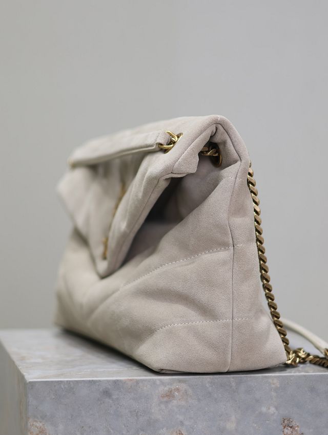 YSL original suede calfskin puffer medium bag 577475 grey