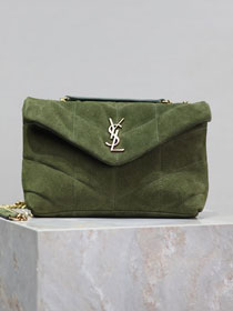 YSL original suede calfskin puffer mini bag 759337 green