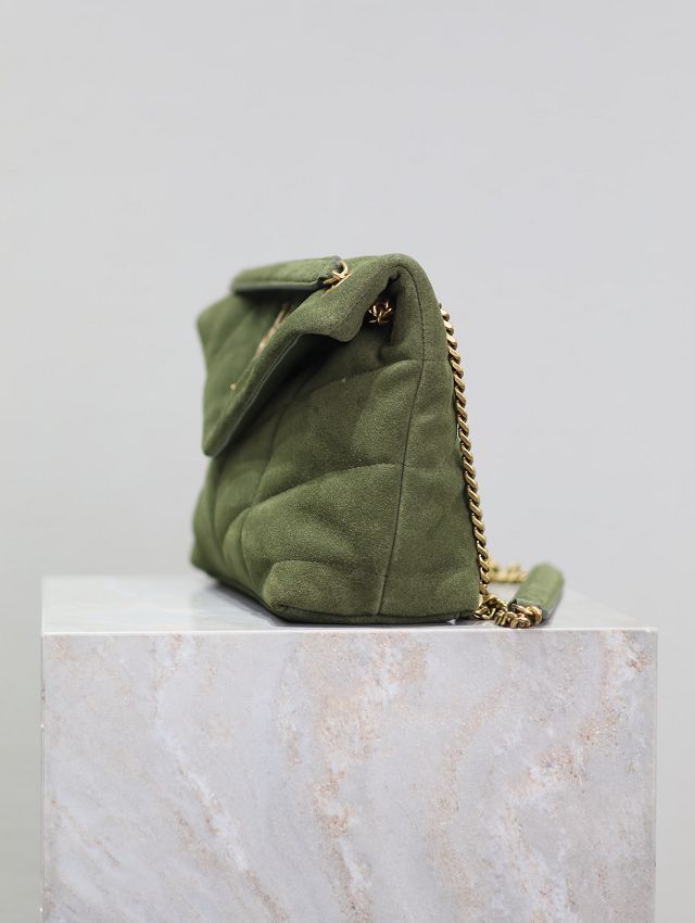 YSL original suede calfskin puffer small bag 577476 green