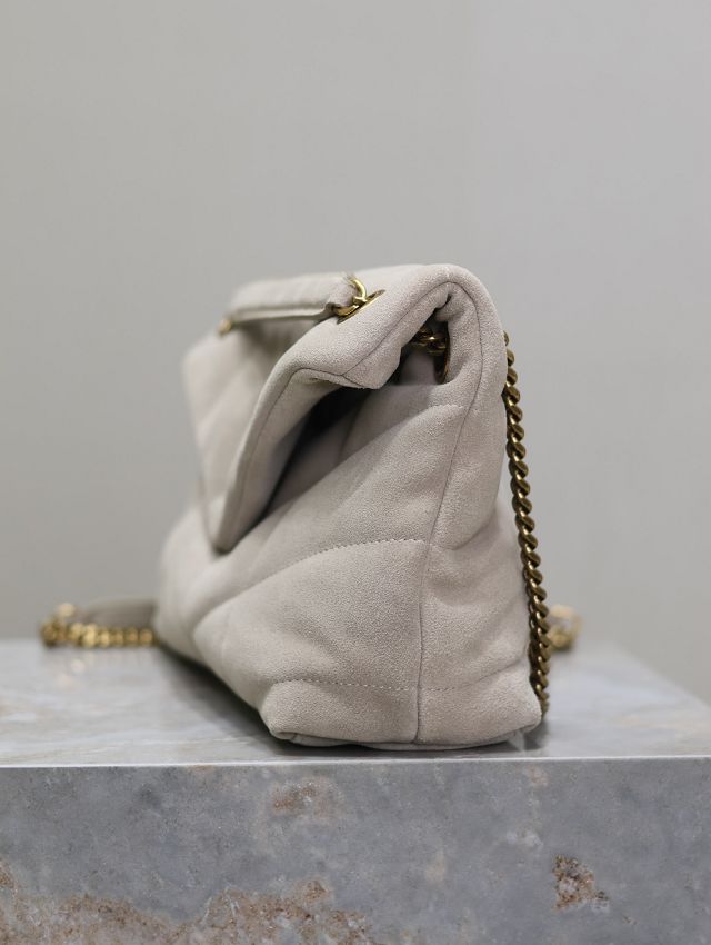 YSL original suede calfskin puffer small bag 577476 grey