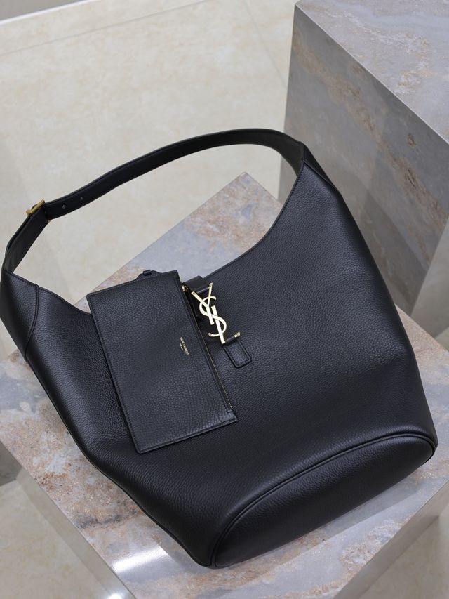 YSL original calfskin le 5A7 medium hobo bag 753823 black