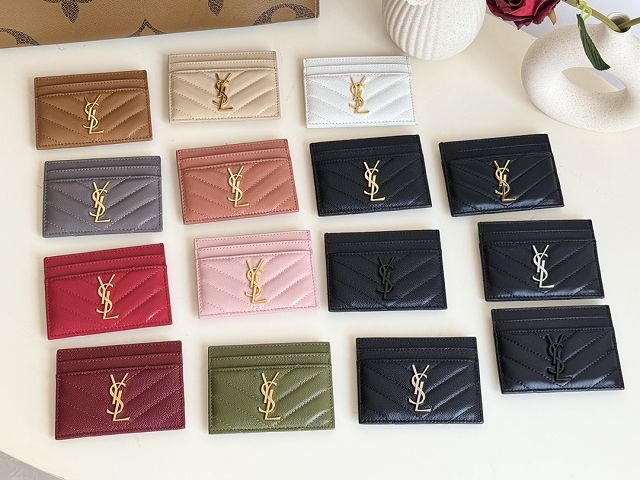 YSL original grained calfskin card holder 423291