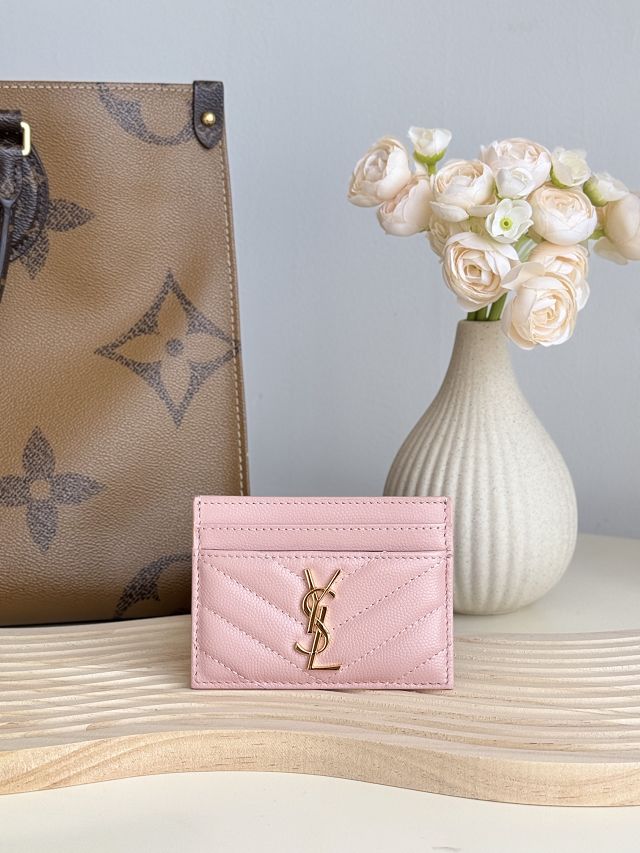 YSL original grained calfskin card holder 423291