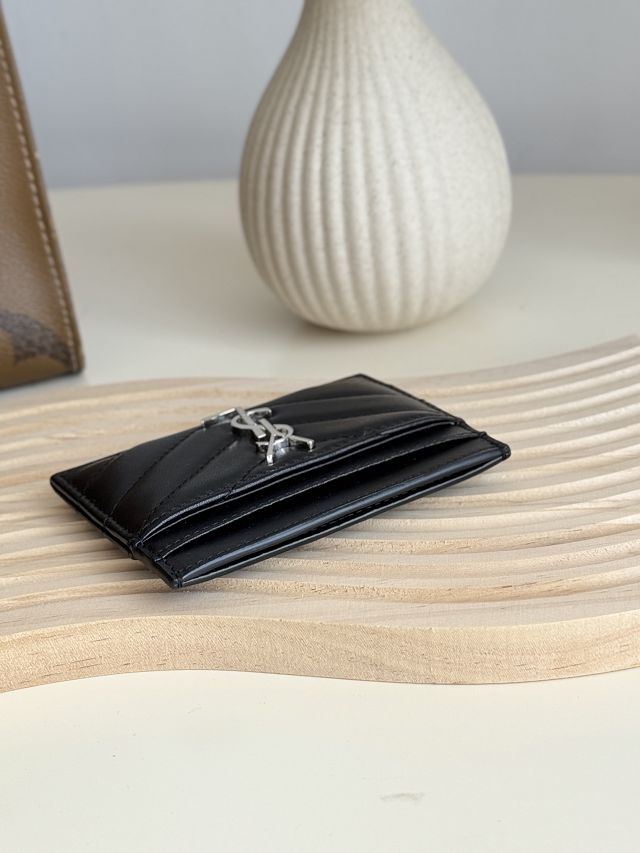 YSL original grained calfskin card holder 423291