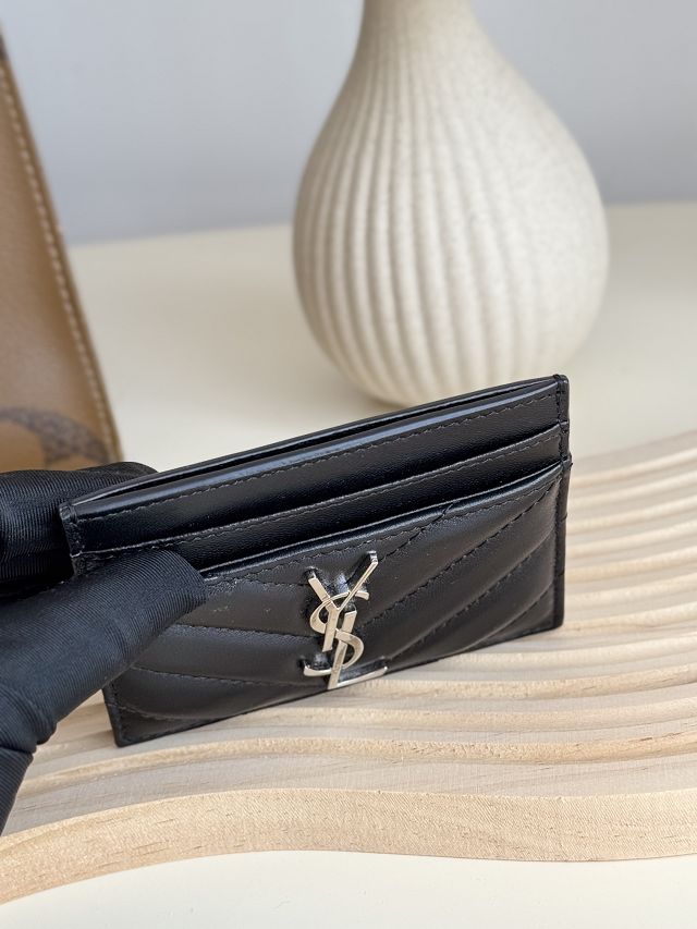 YSL original grained calfskin card holder 423291