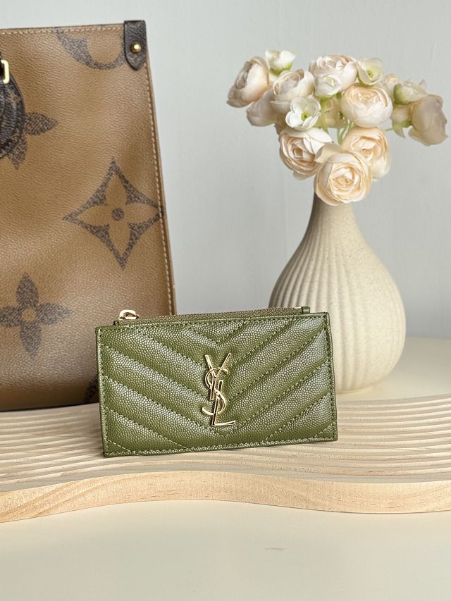 YSL original grained calfskin card holder 607915