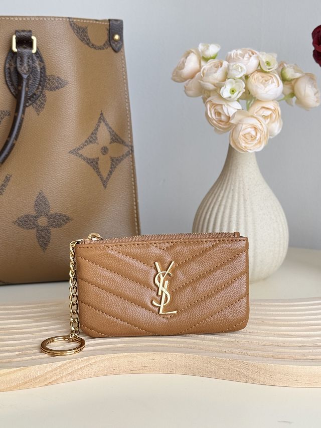 YSL original grained calfskin coin purse 438386 