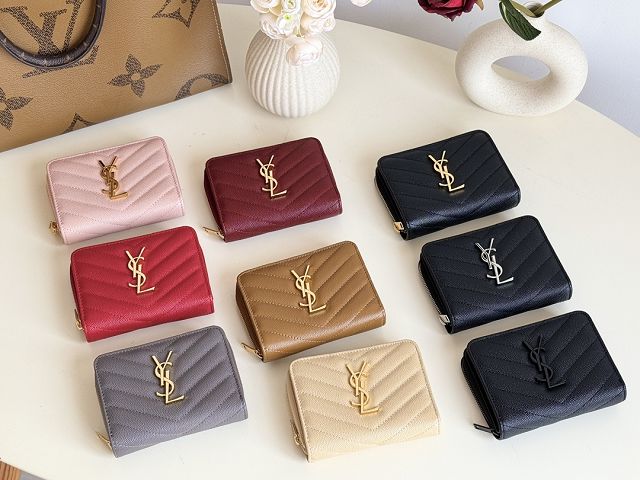 YSL original grained calfskin zippy wallet 403723