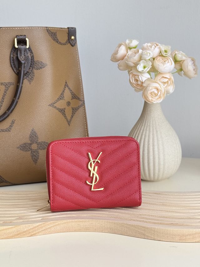 YSL original grained calfskin zippy wallet 403723