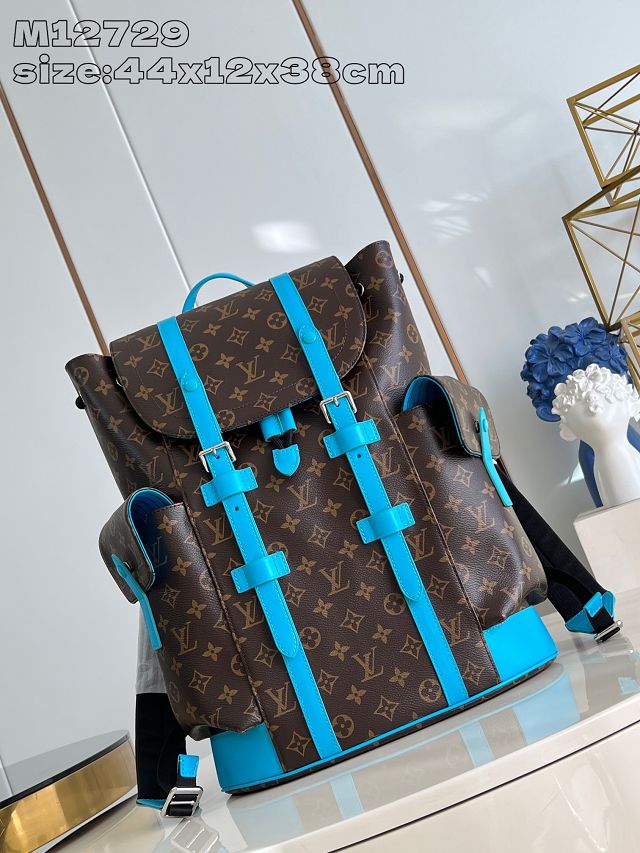 Louis vuitton original monogram canvas christopher backpack MM M46813 blue