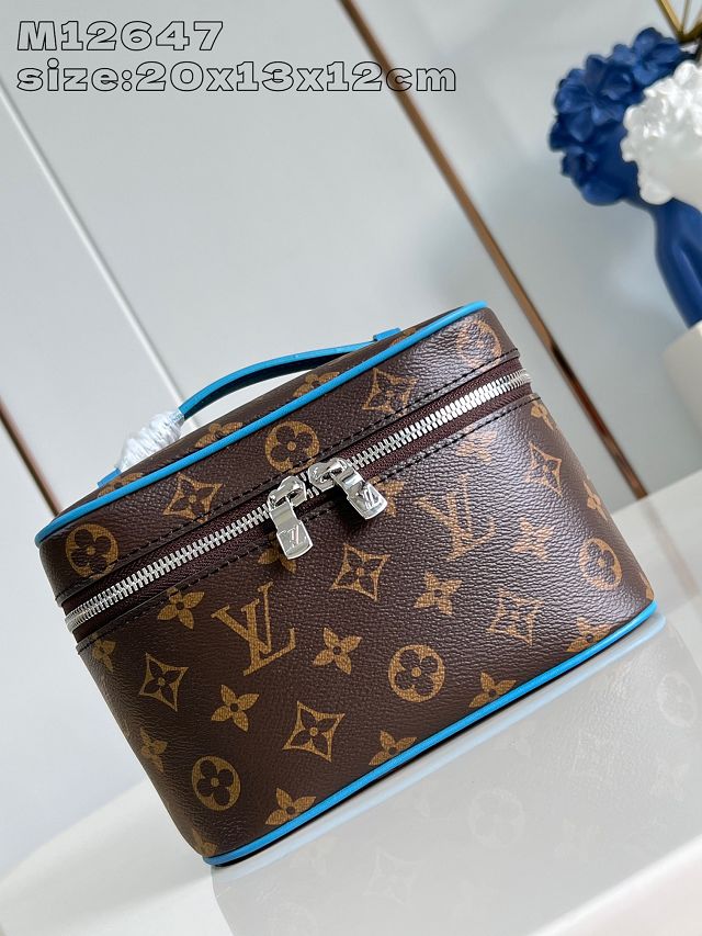 Louis vuitton original monogram mini nice cosmetic case M12647 blue