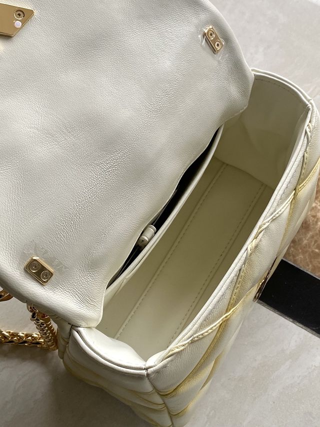 Louis vuitton original lambskin GO-14 small handbag M12338 white