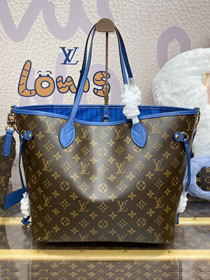 Louis vuitton original monogram canvas neverfull Inside out MM M13753 blue