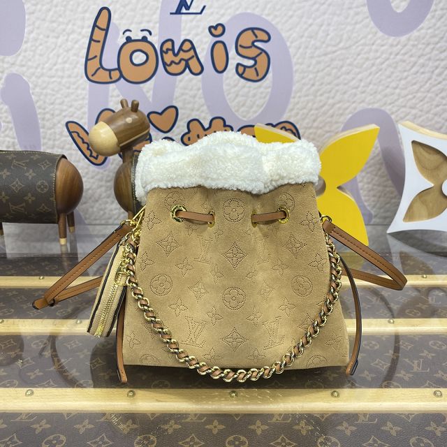 Louis vuitton original suede bella bucket bag M11839 apricot