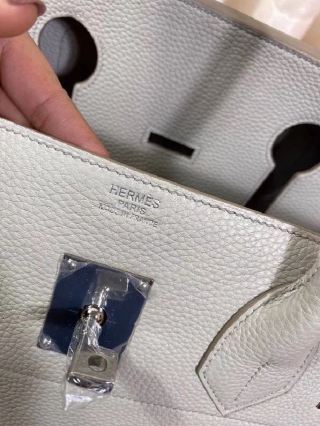 Hermes handmade original calfskin birkin 42 shoulder bag BK0058 grey pearl 