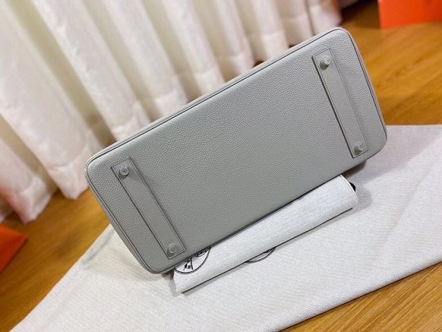 Hermes handmade original calfskin birkin 42 shoulder bag BK0058 grey pearl 