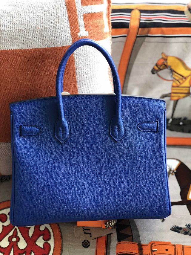 Hermes original epsom leather birkin 35 bag H35-3 blue zellige