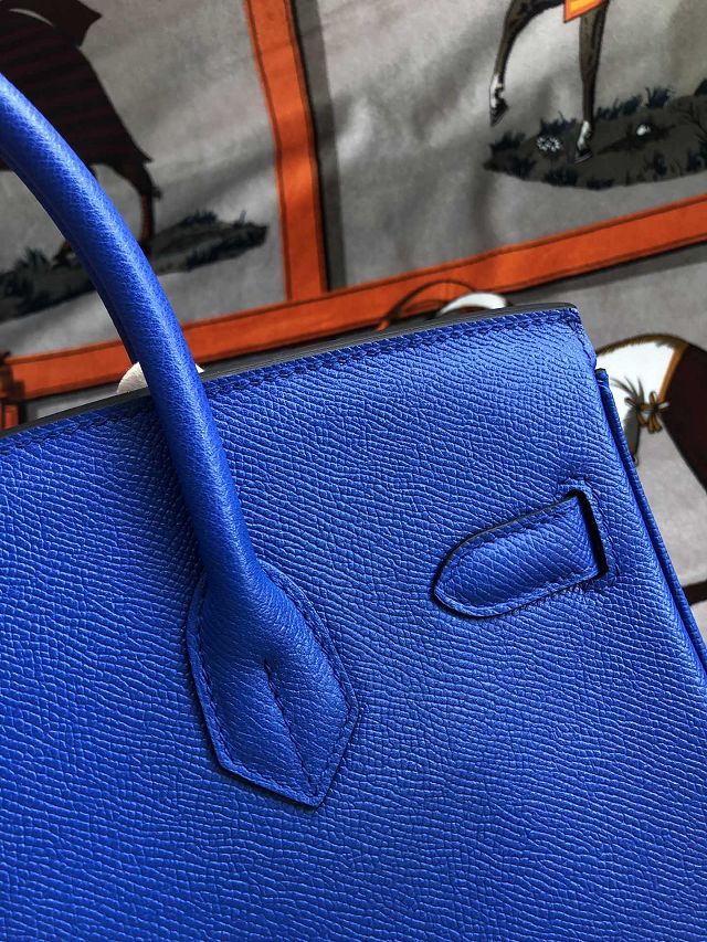 Hermes original epsom leather birkin 35 bag H35-3 blue zellige