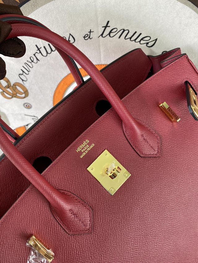 Hermes original epsom leather birkin 35 bag H35-3 rouge grenat