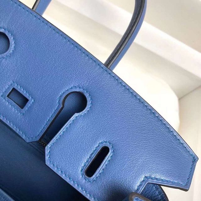 Hermes original swift leather birkin 30 bag H30-5 blue agate