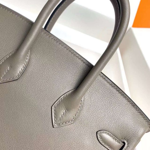 Hermes original swift leather birkin 35 bag H35-5 grey etain