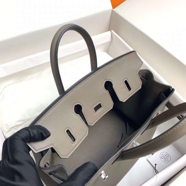 Hermes original swift leather birkin 35 bag H35-5 grey etain