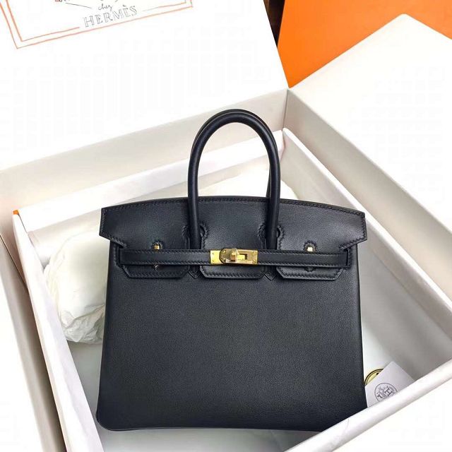 Hermes original swift leather birkin 25 bag H25-5 black