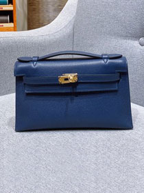 Hermes original swift leather mini kelly 22 clutch K0012 blue sapphire