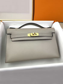 Hermes original swift leather mini kelly 22 clutch K0012 grey asphalte