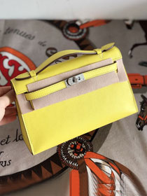 Hermes original swift leather mini kelly 22 clutch K0012 lemon yellow