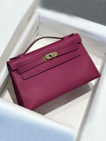 Hermes original swift leather mini kelly 22 clutch K0012 rose purple