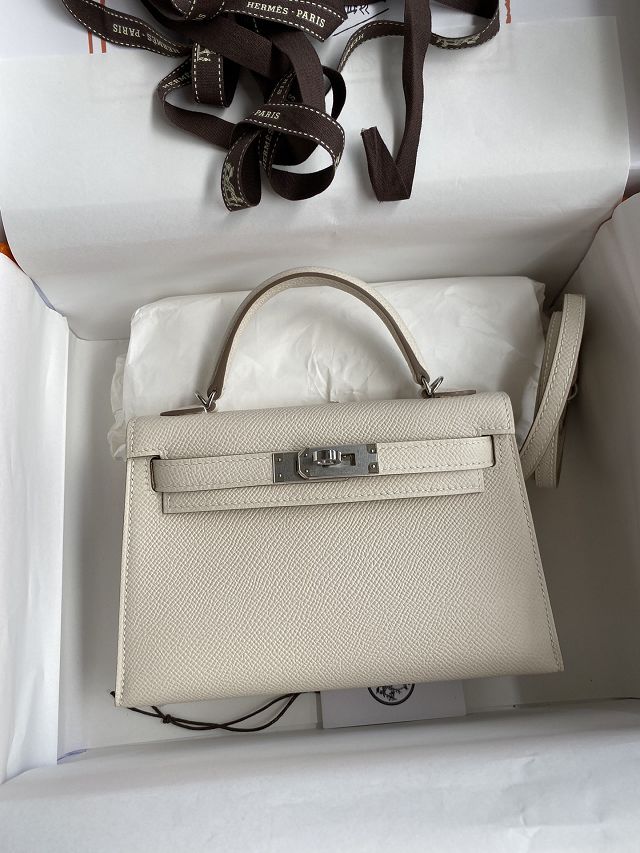 Hermes original epsom leather mini kelly 19 bag K0019 craie