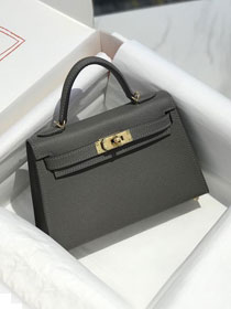 Hermes original epsom leather mini kelly 19 bag K0019 grey etain