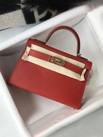 Hermes original epsom leather mini kelly 19 bag K0019 rouge casaque