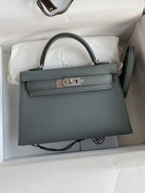 Hermes original epsom leather mini kelly 19 bag K0019 vert amande