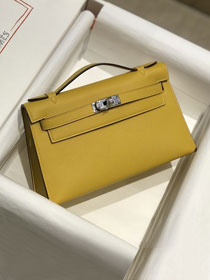 Hermes original swift leather mini kelly 22 clutch K012 amber