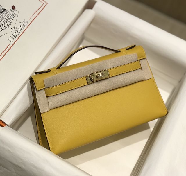 Hermes original swift leather mini kelly 22 clutch K012 amber